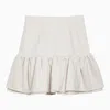 Patou White Cotton Flounced Mini Skirt