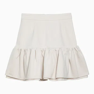 PATOU PATOU WHITE COTTON FLOUNCED MINI SKIRT