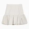 Patou White Cotton Flounced Mini Skirt