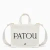 PATOU PATOU WHITE COTTON HANDBAG WITH LOGO