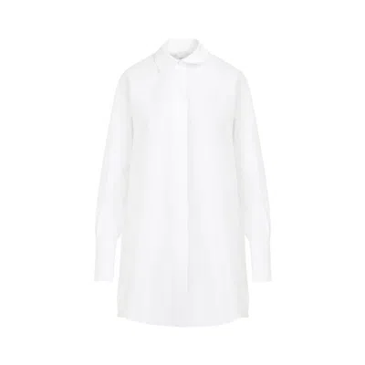 Patou Logo-embroidered Mini Shirt Dress In White