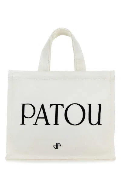 Patou White Cotton Shopping Handbag Mini Tote Bag
