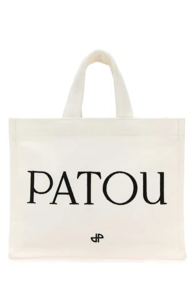 Patou White Cotton Small Tote Bag