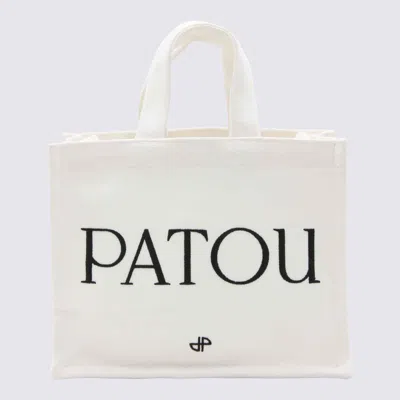 Patou White Cotton Small Tote Bag
