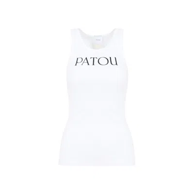 Patou White Cotton Tank Top With Logo
