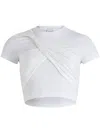 Patou Draped Cropped Organic Cotton T-shirt In White