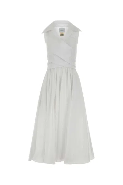 Patou Faille Midi Dress Sleeveless Wrap Design In White