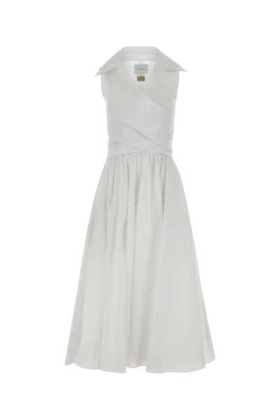 Patou Pleated Midi Dress In White