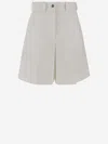 Patou White Gabardine Bermuda Shorts In Gray