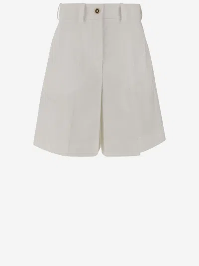 Patou White Gabardine Bermuda Shorts In Gray