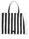 Patou Jp Large Striped Canvas Tote In White