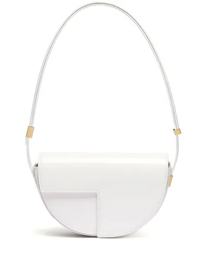 Patou Small Leather Shoulder Bag In White