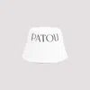 Patou White Logo Print Bucket Hat In Nude & Neutrals
