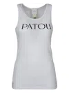 Patou Ribbed Sleeveless Cotton Tank With Round Neckline In White