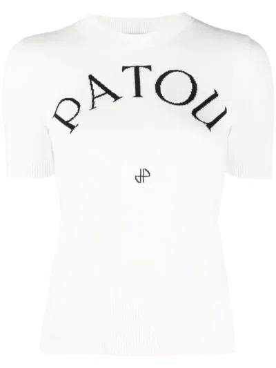PATOU WHITE ORGANIC COTTON BLEND SWEATER