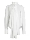 Patou Draped Collar Shirt With Buttoned Cuffs In White