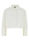 Patou Crisp Cotton Shirt With Pockets And Scalloped Hem