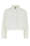 Patou Crisp Cotton Shirt With Pockets And Scalloped Hem In White