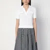 Patou White Ribbed Polo With V-neck In White