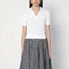 Patou White Ribbed Polo With V-neck In White