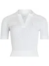 Patou White Ribbed Polo Shirt In White