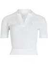 Patou White Ribbed Polo With V-neck In White