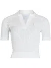 Patou White Ribbed Polo With V-neck
