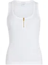 Patou White Scoop-neck Ribbed Tank Top In White