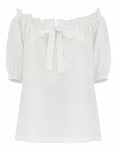PATOU WOMEN WHITE SOLID OFF SHOULDER TOP
