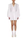 Patou White Solid V Neck Mini Dress In White