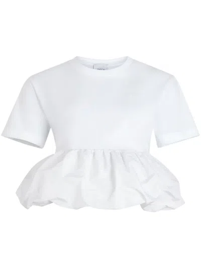 Patou White T-shirt With Peplum Design