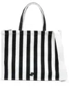 Patou Jp Large Striped Canvas Tote In White