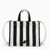 PATOU PATOU WHITE/BLACK STRIPED COTTON HANDBAG