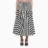 Patou Flared Midi Dress With Striped Motif In Black