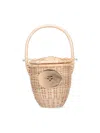 Patou Logo Plaque Wicker Bucket Bag In 102v