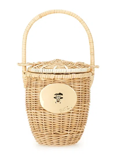 Patou Wicker Bucket Bag In Beige