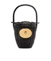 Patou Logo Plaque Wicker Bucket Bag In Black