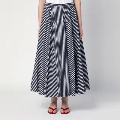 PATOU PATOU WIDE BLUE AND WHITE STRIPED SKIRT