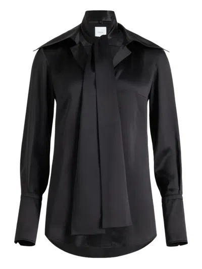 Patou Wide-collar Silk Blouse In Black