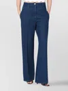 Patou Wide Leg Denim Jeans With Pockets And Loops In Blue