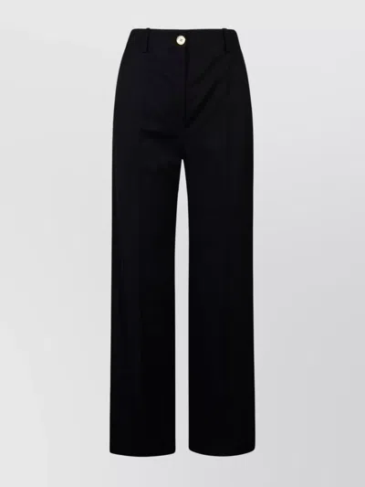 Patou Wide Leg High Waist Trousers With Belt Loops In Black