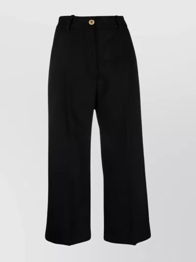 Patou Wide-leg High-waisted Wool-cashmere Trousers In Black