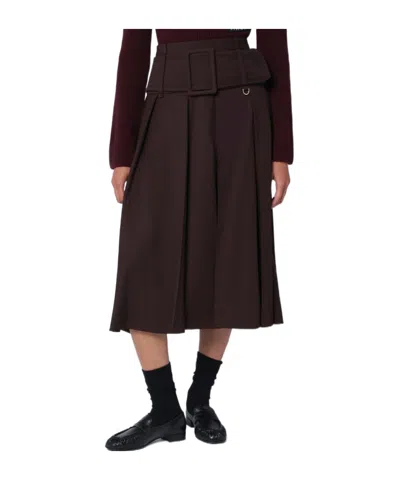 PATOU WIDE PLEATED ZIPPER SKIRT