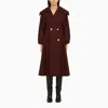 PATOU PATOU WINE WOOL DOUBLE BREASTED COAT