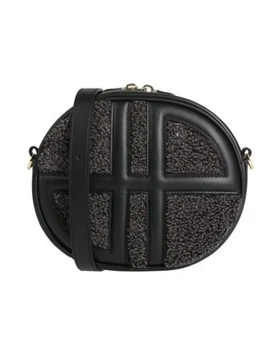 PATOU PATOU WOMAN CROSS-BODY BAG BLACK SIZE - CALFSKIN, SHEARLING