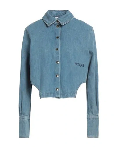 Patou Woman Denim Shirt Blue Size 6 Cotton, Polyester