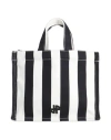 Patou Multicolor Small Cotton Canvas Tote Bag With Striped Pattern In Black