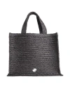 Patou Woman Handbag Black Size - Natural Raffia, Polyester