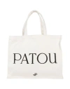 Patou Women Beige Large Cotton Canvas Tote Bag, Onesize Luxury Totes For Women Darveys In White