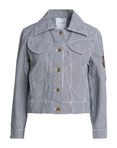Patou Woman Jacket Navy Size 4 Cotton In Gray